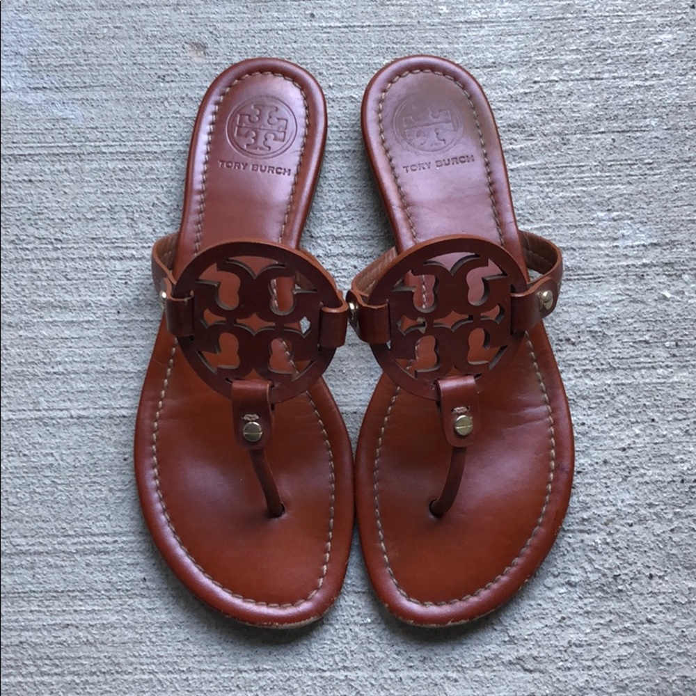 Tory Burch Miller Sandals Vintage Vachetta Size 8